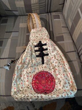 Y2K vintage Rampage Clothing Co Floral Sling Shoulder Bag with Red Medallion